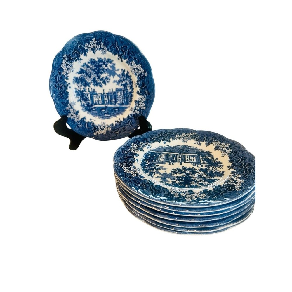 Vintage J&G Meakin Romantic England Penshurst Place 7” Salad Plates Set of 8